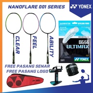 PACKAGE BG 66 ULTIMAX YONEX NANOFLARE 001 CLEAR NANOFLARE 001 FEEL NANOFLARE 001 ABILITY RACKET BADM