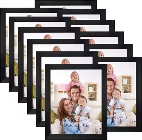 12-Pack Black 8x10 Picture Frames Set for Wall or Tabletop Display, Multi-Use Photo Frames