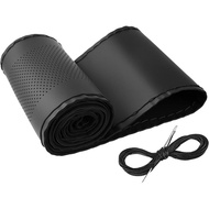 FMS Car Sew on Steering Wheel Cover Leather Stitch on 16 1/2 17 3/4 18 1/2 19 inch XL Size Fits RV, 