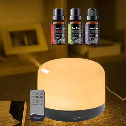 The Perfect Gift 500ml 7-Color Changing Essential Oil Diffuser with Remote Control, Ultra-Silent Ope