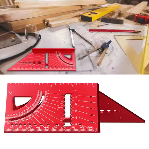 45 90 Degree Angle Ruler Woodworking Size Measure Ruler Aluminum Alloy 3D Mitre 45 90 Degree Angle M