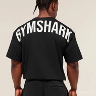GYM SHARK SHARK Men's Oversized T-Shirt Summer Sports Fitness Cotton Loose Fit Casual Short-Sleeved 