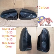 【Malaysia Ready Stock】☋♦Toyota vios 2013-2021 Toyota yaris 2019+ Carbon style side mirror cover ABS material with double