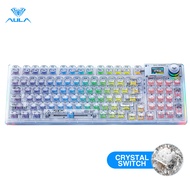 AULA 95 key hot swappable Intelligent Screen Mechanical Transparent Keyboard With RGB Backlit Blueto