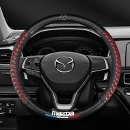 For Mazda 2 3 5 6 8 CX5 CX7 CX3 CX9 RX MX CX30 BT50 Carbon fiber Leather Breathable Car Steering Wheel Cover Accessories 38cm