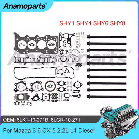 Engine Parts Full Gasket Set Head Bolts Fit 2.2 L T L4 Diesel SHY1 SHY4 SHY6 SHY8 For Mazda 3 6 CX-5