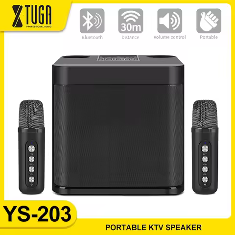 XTUGA YS-203 Portable Professional Dual Microphone Bluetooth Speaker Wireless Stereo All-in-one Mach