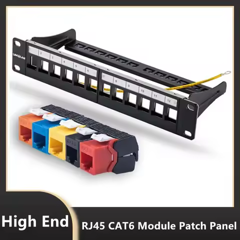 RJ45 CAT6 Cat6A Cat7 Module Patch Panel 12 port Keystone RJ45 Network Rack Mount Panel Ethernet Wall