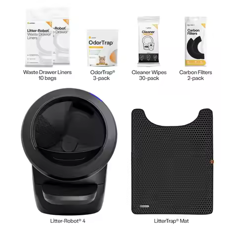 Litter-Robot 4 Supply & Accessory Bundle by , Black - Automatic | Automatic Self-Cleaning Cat Litter