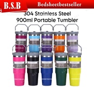 900ml 304 Stainless Steel Handheld Thermos Insulated Vacuum Tumbler Mugater Bottle with Straw Handle