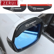 ZR For 2pcs Nissan Carbon Fiber Car Rear View Mirror Rain Eyebrow Rainproof Cover For Almera Sentra n16 Serena Grand Livina Navara Teana Xtrail Sylphy Accessories