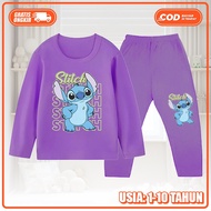 Baju Tidur Piyama Stich Stelan Panjang Anak Laki Laki Dan Perempuan Usia 1-10thun KS-1845