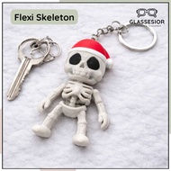 GANTUNGAN Mini Santa Skull Keychain | Unique Skeleton Christmas Keychain | 3DX Bag & Key Decoration