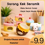 Hamster Ceramic Ice House for Summer, Cool Cake Hideout & Chill-Out Spot for Guinea Pig & Dwarf Hams