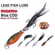 Mini Lead Jig Fluffy 3.2cm/ 5gr Swimbait Fishing Lure Treble Hook Metal Jig Mini Fluffy