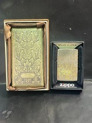 Zippo 五面金錢貔貅打火機連銅色長煙煙盒