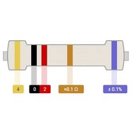 Metal Film Resistor DIP 1/4W Color Ring 0.1% Precision 16R/18R/22R/25R/27R/30R/39R/40.2R