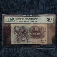 uang kuno 5 gulden wayang pmg 30