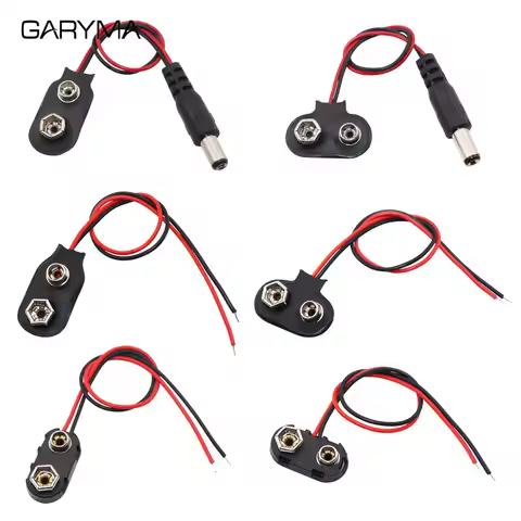 5Pcs I/T Type 9V Battery Snap Connector Clip with Lead Wires Holder 55x21 DC Battery Power Cable Plu