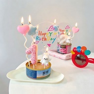 Ready Stock ️ Pet Birthday Party Decoration Star Love Candle Cat Dog Canned Cake Dress Up Number Can