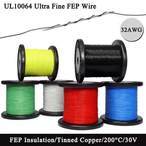 32AWG UL10064 PTFE Wires 5/10/20/30/40/50/100/200/500m Ultra Fine Micro Litz FEP Insulation Tinned C