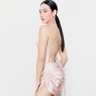 Sakura.official 502/GF.02 One-Shoulder Dress With A Halter Neck And Backless Design Decorated With C