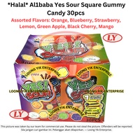 *Halal* Al1baba Yes Sour Square Gummy Candy 30pcs Assorted Flavors Orange Blueberry Strawberry Lemon