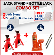 [CORATED] Combo Set 3 Ton Jack Stand + Masada MS3 3 Ton Standard Bottle Jack ( Made in Japan )