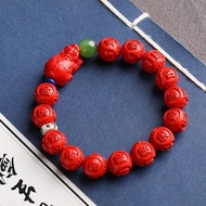 天然原礦硃砂精品紅砂金榜題手鏈規格12mm