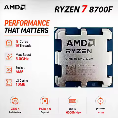 AMD Ryzen 7 8700F New R7 8700F 8 Cores 16 Threads 5GHz Desktop computer CPU Processor with AM5 Socke