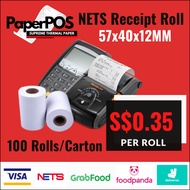 Premium Quality NETS 57x40x12mm Thermal Paper Roll - Unmatched Quality at Just S$0.35/Roll, Fast Dis