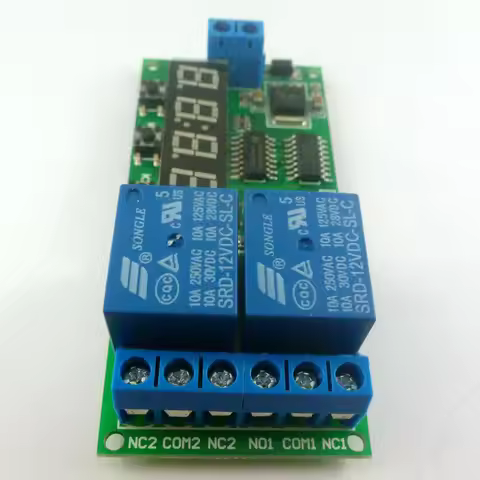 KC22B02_12V DC 12V 2 Ch Multifunction Delay Timer Module Delay Relay Controller Motor Reverse Cycle