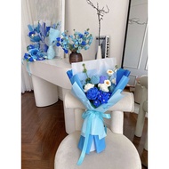 Handmade Blue Sky Wool Flower Bouquet Meaningful Gifts for Friends, Lovers and Mothers, Meaningful B