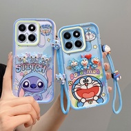 For Honor X7C Case 3D Stereo Doll Luxury Silicone Shockproof Hand Rope For HonorX7C ALT-LX2 Phone Ca