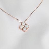 【幸運四葉草】純18K金四葉草澳寶蛋白石項鍊 客製化訂製 P017