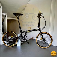 Fnhon Gust 20” • 9 Gears Shimano Litepro K-Pro Low Wall Foldable Folding Foldie Bike Bicycle Crius Gust Black Gold