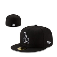 Full Cap MLB Los Angeles Dodgers Fitted Hat 59FIFTY Close Fit Embroidery Men Women Topi-(Baseball Ca