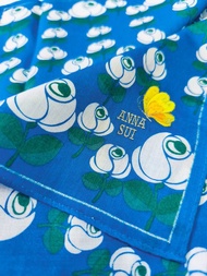 Anna Sui 古董手帕 藍底白花圖案 20 x 19.5 英吋