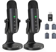 ZealSound Wireless Microphone Bundle,Dual USB Mic for iPhone PC iPad Android Phone-Cordless Condense