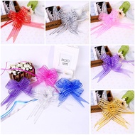 10Pcs 50mm Organza Pull Flower Ribbon Bows Wedding Auto Car Decoration Gift Wrap