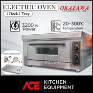 Okazawa Electric Oven 1 Deck 1 Tray Commercial Use 3200W 20-300℃ Tray Size 60x40cm Single Phase Electric Oven EVL11T