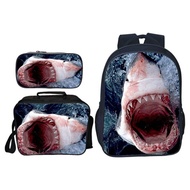 Hot Sale 3pcs/set Printing Ferocious Shark Kids Baby School Bags Student Suit Bag Animals Children B