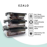 EZALO High Borosilicate Glass Storage Container Compartment Airtight Lunch Box (400/630/1040/1500ml)