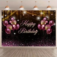 Black Rose Gold Balloon Birthday Backdrop Glitter Sparkling Bokeh Lights Birthday Decor Background