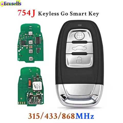 Smart 3 Button 754J Keyless Go Remote Key 315MHz 433MHZ 868MHz for Audi Q5 A4L A5 A6 A7 A8 RS4 RS5 S
