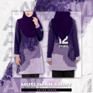 Baju Muslimah Couple Set Jersey Muslimah Customiz Name and Number Baju Jersi Muslimah Purple Sublima