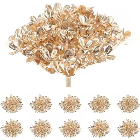 3/5/10Pcs Gold Floral Foam Blocks Artificial Hydrangea Head Faux Plant Flower Ornament Wedding Flowe