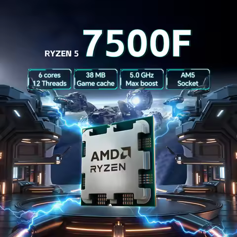 AMD Ryzen 5 7500F 6-Core 12-Thread 3.7GHz Zen 4 L3=32M Socket AM5 Processor R5 7500F 5NM 65W DDR5 Ne