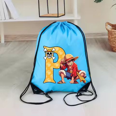 One Piece Letter Drawstring Storage Bag Party Candy Package Anime Luffy Boy Gift Pouch Multi-functio