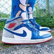 NIKE AIR JORDAN 1 RETRO HIGH MID AJ1 TRUE BLUE 爆裂紋 白藍紅配色 翅膀 喬丹 US9 27號 554724-107 SNK-M TP0_234 #23吃土季 TP0_23